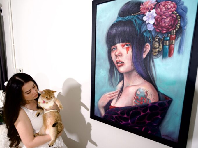 สาวที่มีมวยผมดอกไม้ – 60 X 90 ซม Art Gallery 3